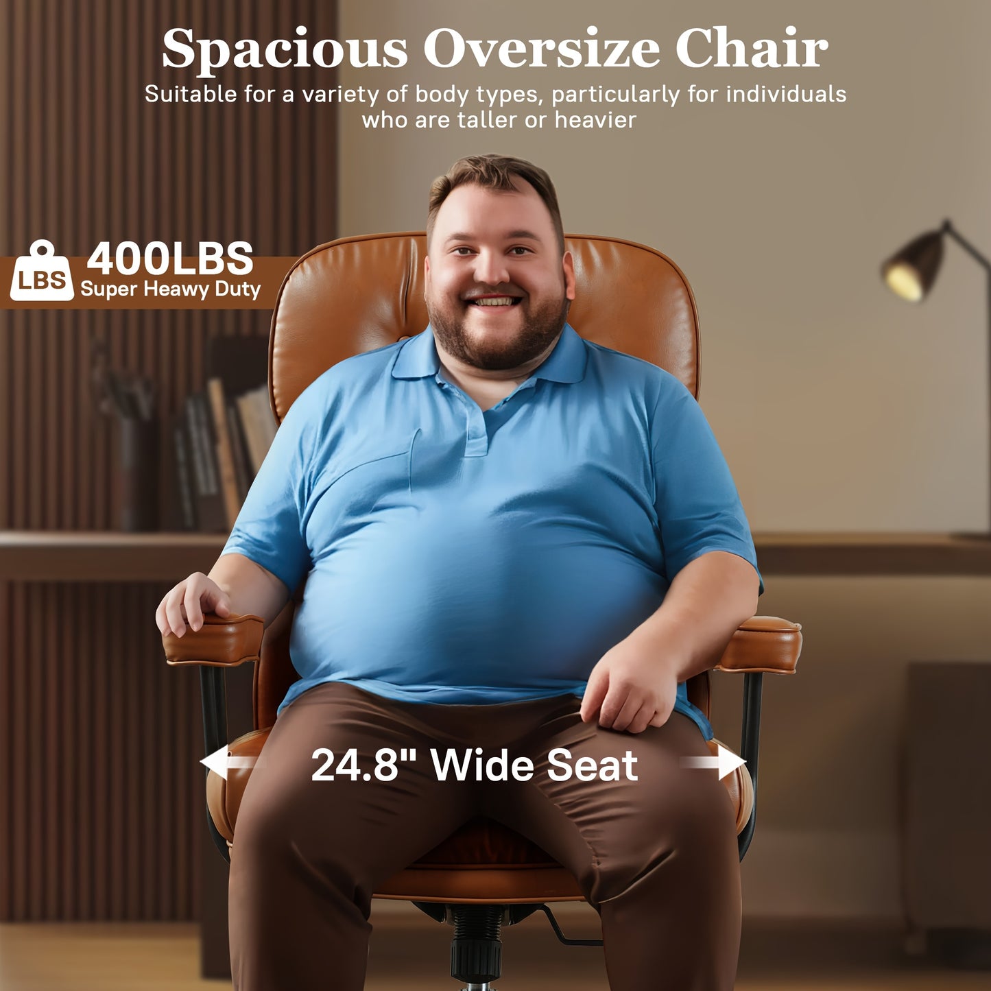 Oversized Modern Office Chair PU Leather, High Back Adjustable Desk Chair with Padded Armrests, Ergonomic Computer Chair for Home Office, Stylish Executive Chair with Lumbar Support
