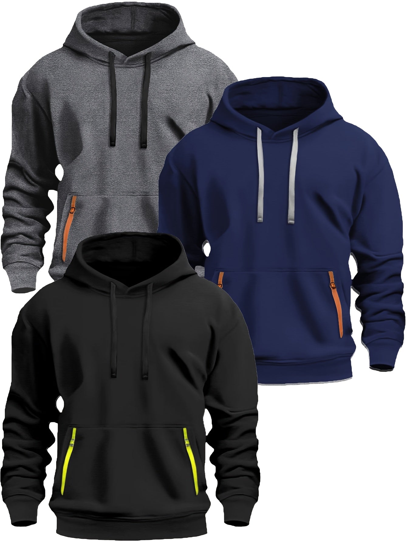 220g Brushed Fabric 3pcs Set, Men's Casual Sporty Fashion Hoodie with Drawstring, New Spring/Autumn/Winter, Basic Style, -Lined for Daily Commuting