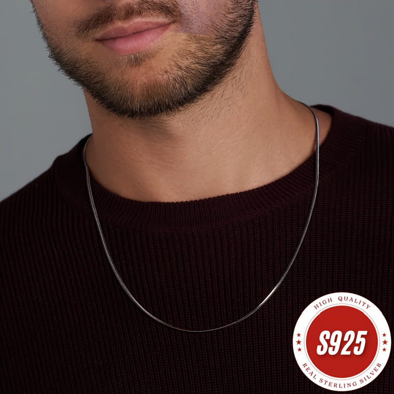 925 Sterling Silver Necklace, Handcrafted 1mm Round Snake Bone Necklace, Classic And Simple Design, Suitable For All Occasions - Christmas, Halloween, Valentine'S Day, Anniversaries Or As A Holiday Gift - Buy 2 Get 1 Free