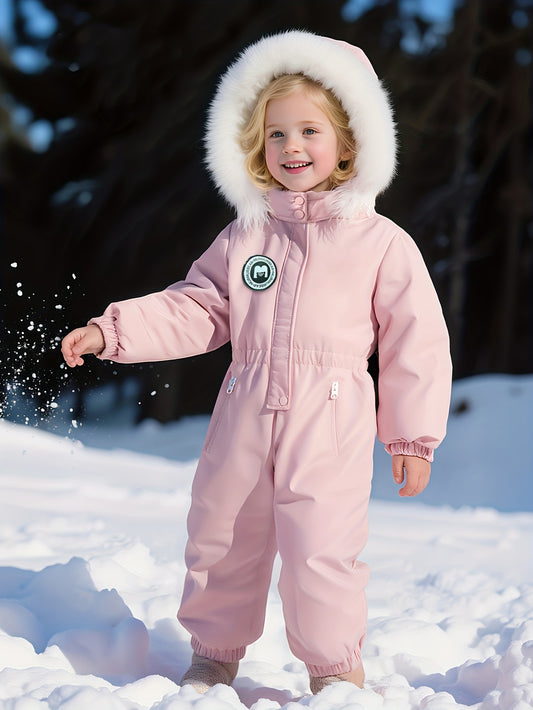 for 's first ski suit - Full Winter Ski Outfit with Hooded Jacket & Elastic Cuff/Waist, Warm Zipper Closure One-Piece Snowsuit, Machine Washable for easy care ( Skiing )
