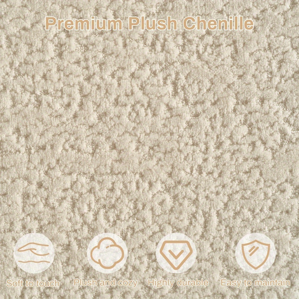 Modern 111” White L-Shaped Curved Sectional Sofa with Left Chaise, 4-Seater Luxury Chenille Couch, Extra Deep Seat & Memory Foam Cushions, No Assembly Required for Large Living Rooms - Contemporary Modern for all-White Deco