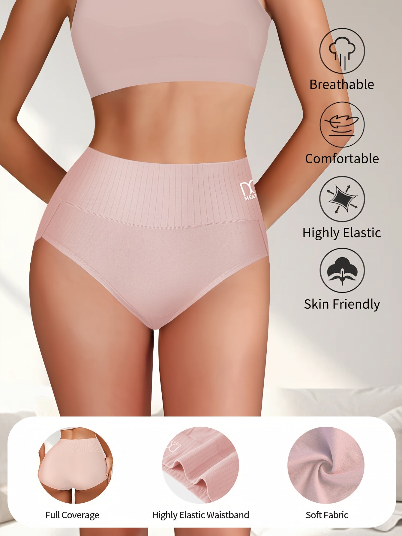 15pcs Colorful Women'S Stripes Breathable & Comfortable Fit Women'S High Waisted Panties Elastic Soft Hip Wrapping High Waisted Thigh Panties Student Back To School Sports Panties & Women'S High Waisted Fashion Panties
