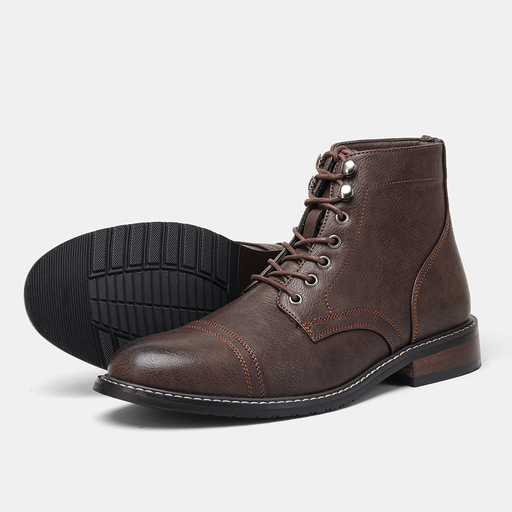Men'S British Style Work Boots - Slip-On Ankle Boots with Round Toe, Faux Cover Upper & Rubber Sole, All-Season Casual & Formal Shoes for Weddings, Parties, Office & Casual Attire, Party Footwear, Classic Design, Sturdy Sole,