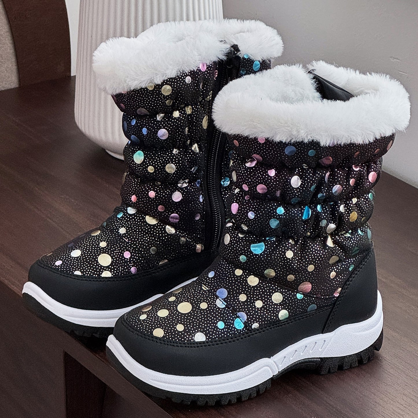 DACLAY Girls' & Boys' Winter Snow Boots with Plush - Thick Insulated Outdoor Hiking Boots with Zipper Closure, Round Toe & EVA Sole - All-Season Snow Boots for, Toddler, Kids (spring/fall/winter) - Warm & Durable, Casual & Sp