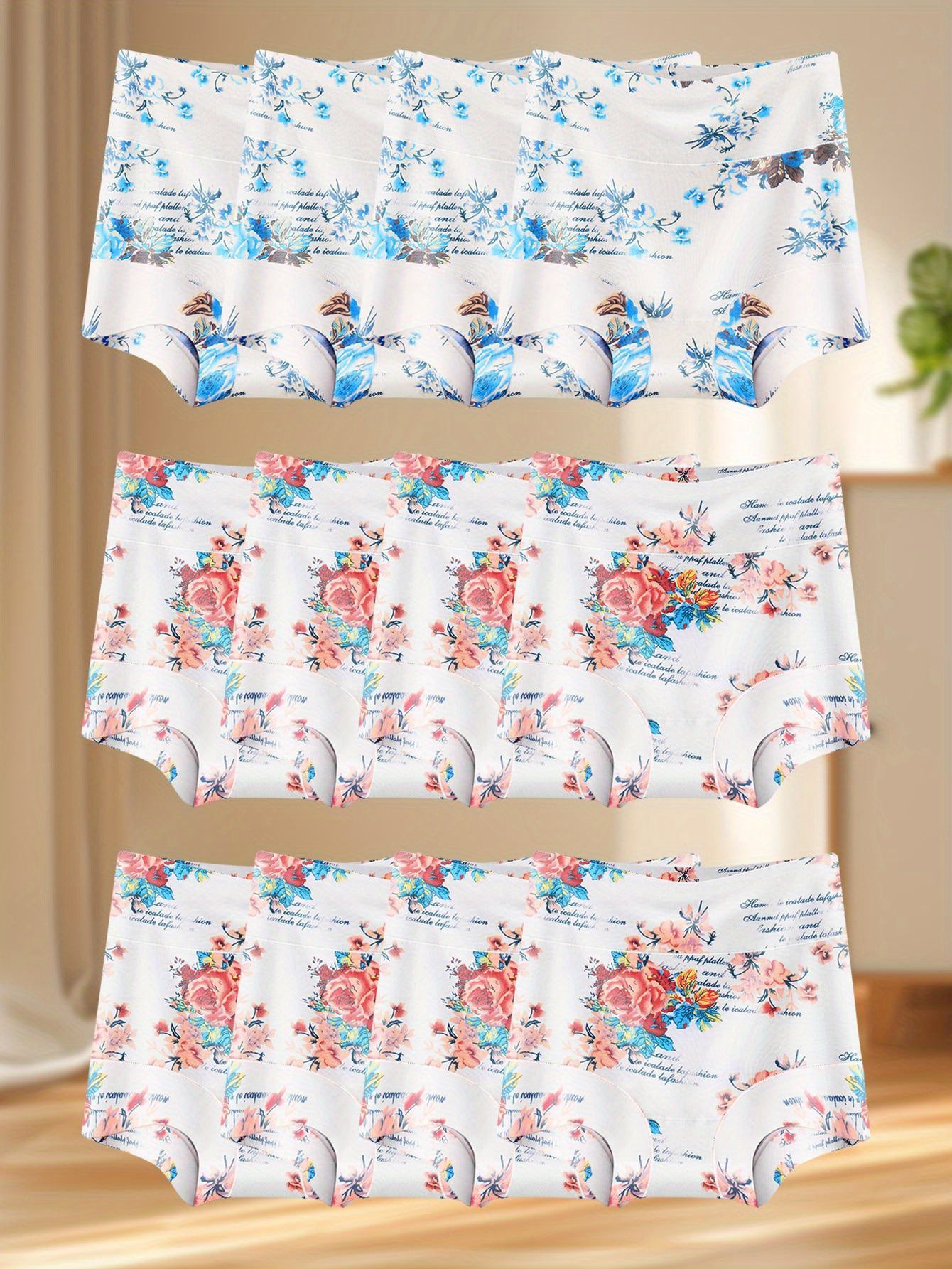 12pcs Women'S High-Waisted Straight-Leg Pants with Vintage Floral And English Letter Print Patterns. These Pants Have a And Lifting Effect, Are Made of Soft And Comfortable Fabric, And Are Breathable Without Being Stuffy. The