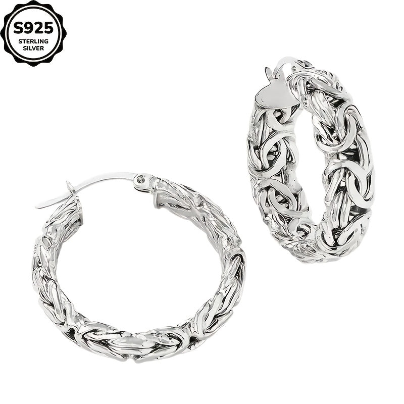 A Pair Of 925 Sterling Silver RingEarrings, Handmade, Luxury Fashion, Women'S Earrings, Women'S Jewelry, Birthday Gifts, Anniversaries, Various Festivals, Special Occasions, ' Stylish Jewelry, Contains A Beautiful Gift Box