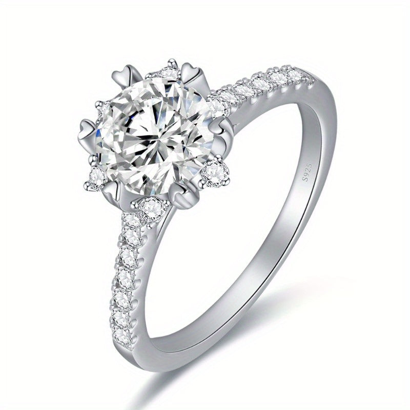 1.2ct moissanite six-claw classic snowflake inlaid ring, fashionable love ring, Women'S Valentine'S Day anniversary gift, with exquisite gift box., Perfect for Wedding, Valentine'S Day, Anniversary, Party, Formal, Everyday, m