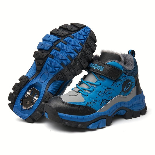 JUNGLEHUNTER Boys' & Girls' Winter Boots - Plush Lining, Warm & Comfortable Mid-Calf Hiking Boots with Non-Slip TPR Sole, Round Toe & Hook-and-Loop Closure, Durable Youngsters'S Footwear, Stylish Youngsters'S Footwear, Outdoo