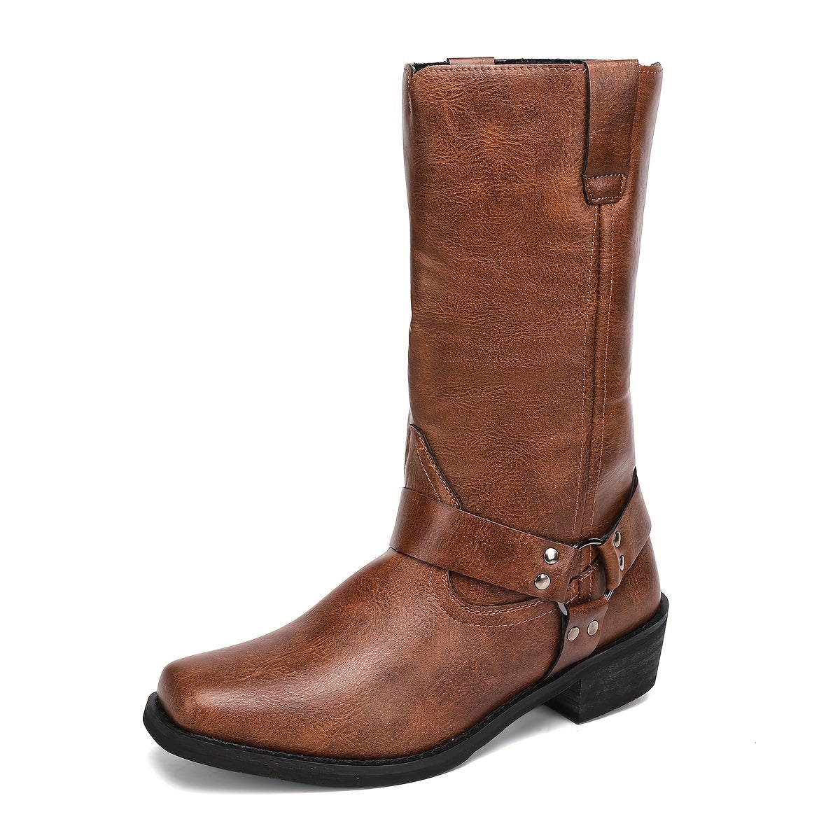 Men'S Chelsea Boots - Slip-On Closure, Non-Slip Rubber Sole, All-Season Hiking Boots for Outdoor, Gym, Work, Casual - Faux -like Texture - Low-Top Mid-Calf Boots for