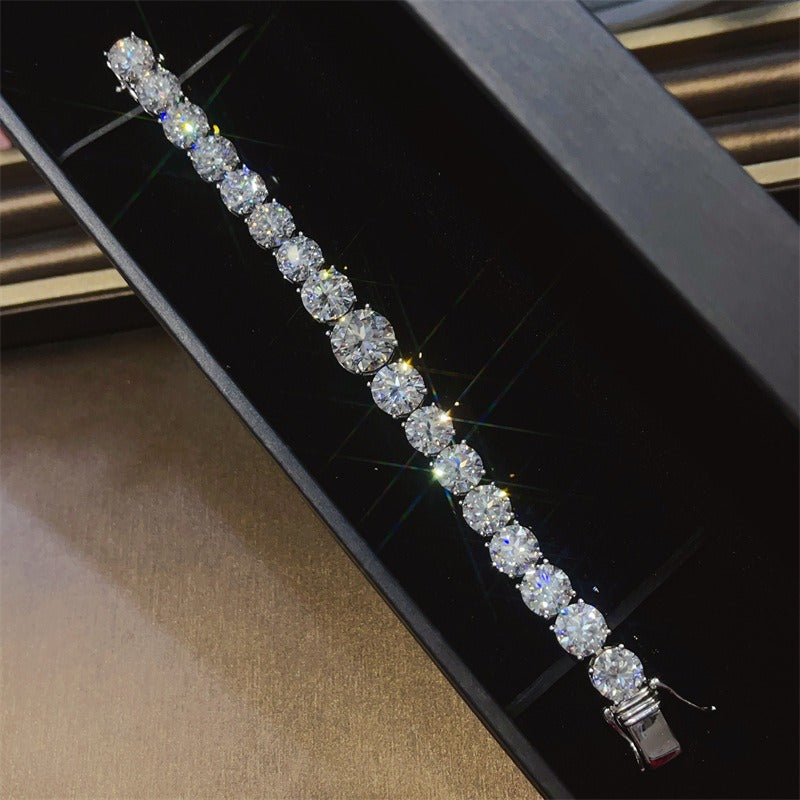 5-Carat White Moissanite Tennis Bracelet - Hip-Hop Style Unisex Jewelry, Durable Sparkling Stones for Casual Attire, Weddings, Parties & Anniversaries, Tennis Gifts, Tennis Bracelet for Women High Quality, Moissanite Tennis B