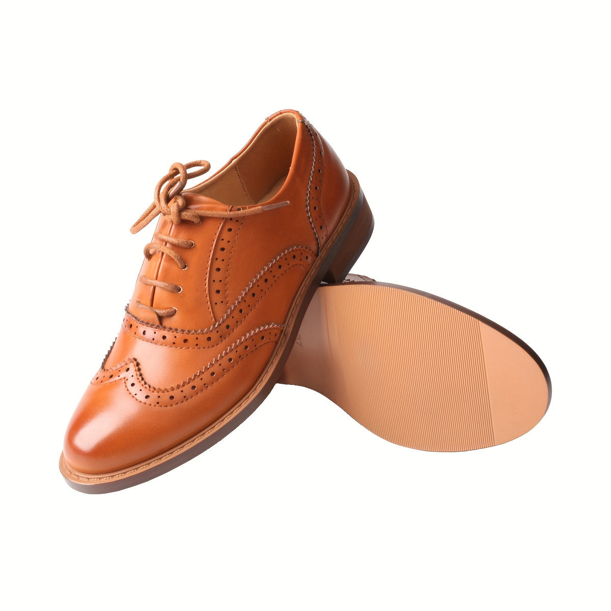 [Retro British Loafers] TMA EYES Women's Retro British Style Loafers | Thick Sole Penny Brogue Shoes with Polka Dot Pattern, Lace-Up Design, Brown Upper & TPR Sole for Fall & Spring Casual Wear, Ladies Shoes And Loafers, Spri