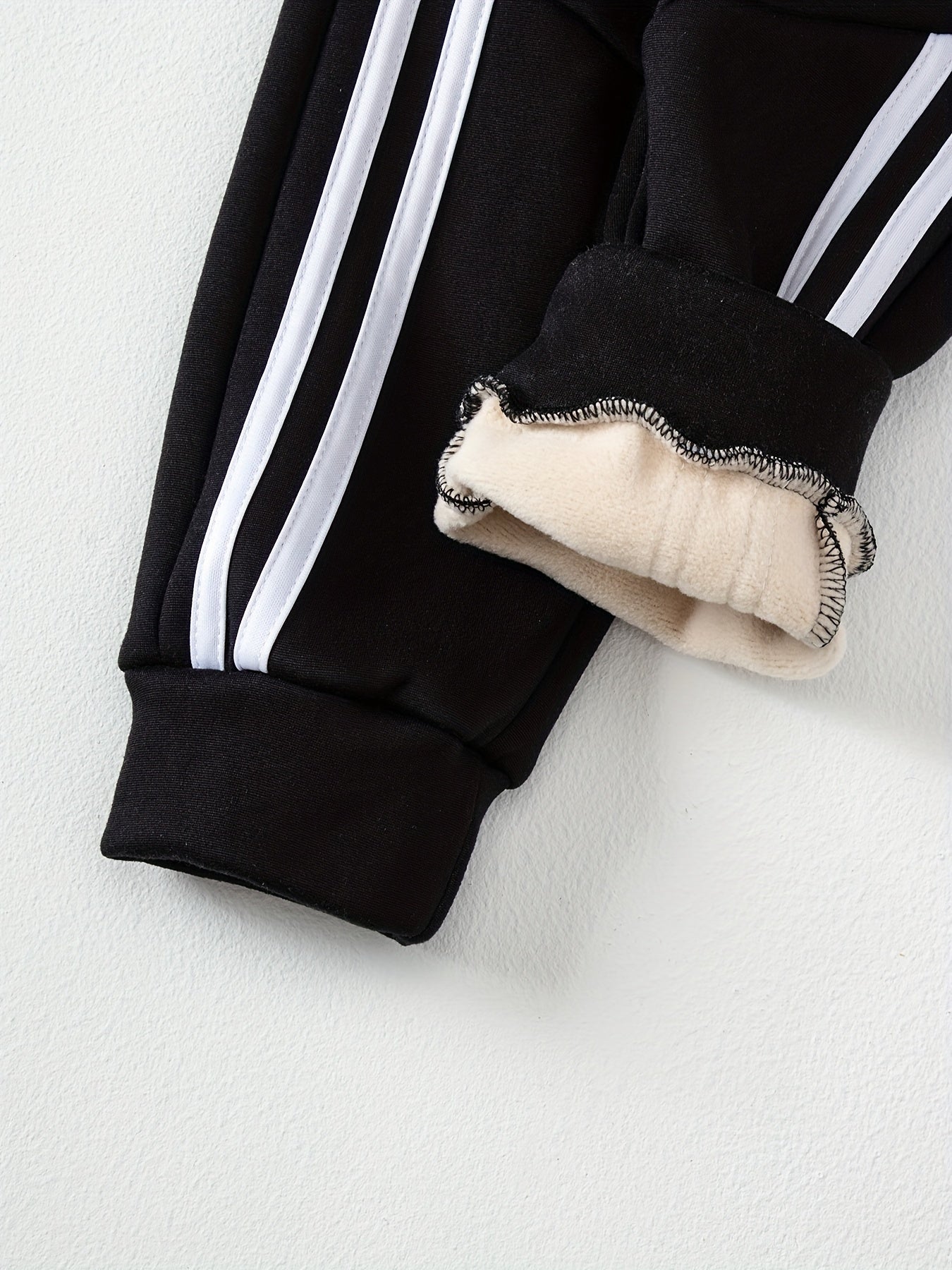 [Fleece-Lined Boys' Joggers] 3-Pack Boys' Fleece-Lined Joggers | Fashionable Loose-Fit Drawstring Pants with Side Stripes, Solid Color Patchwork, Black + Gray + Khaki Combo, Elastic Waistband for Outdoor, Casual & Warm Winter