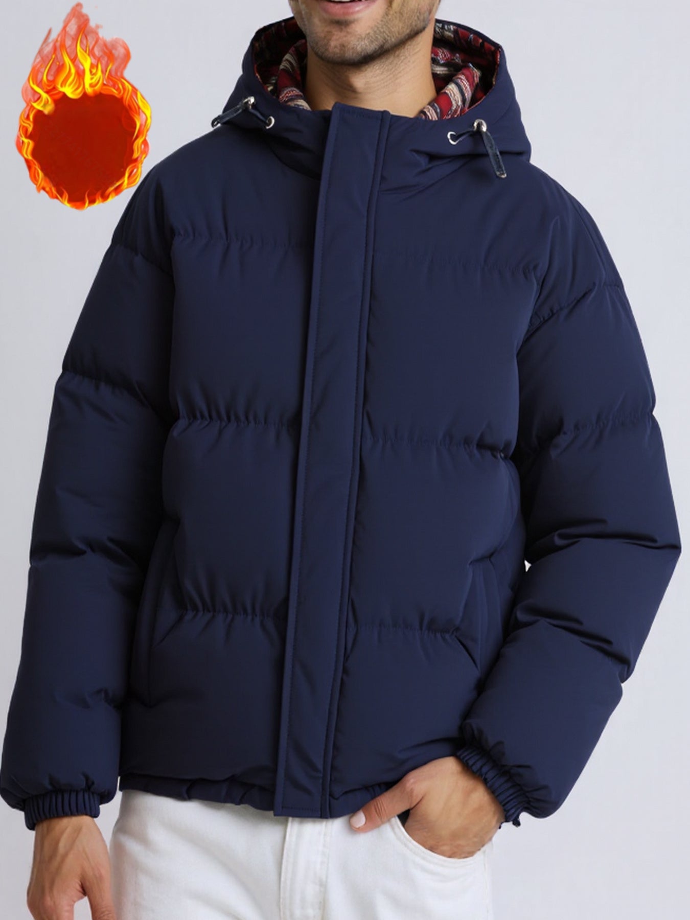 Men's & Women's Winter Padded Hooded Jacket - Thick Cold-Resistant Coat with Fill, Machine Washable Windproof Outer, Unisex Breadshell Jacket for Couples (Regular Fit, Pockets) - Autumn/North Wind Dress