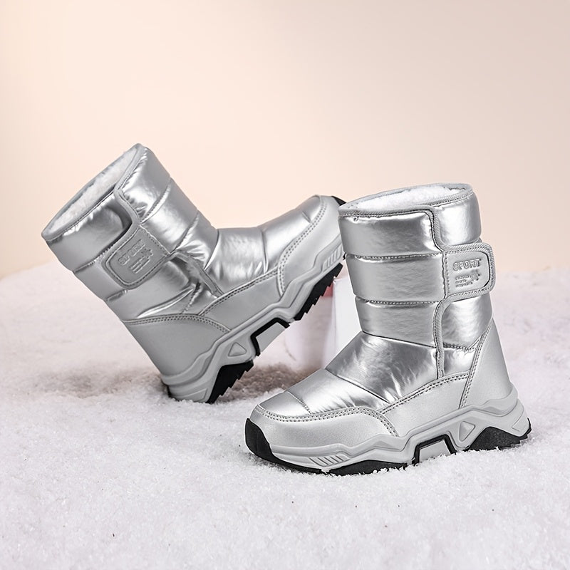 Girls & Boys Winter Snow Boots with Closure - PU/Fabric Upper & TPR Sole, Pastel Pink/White/Black/Clear - All-Terrain Traction, Cushioned Insole, Round Toe & Arch - Warm Winter Boots for,, Casual Attire - Ideal for Ski Resort