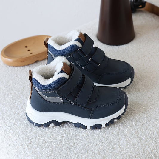 [Warm Boys' Winter Boots] Warm Boys' Winter Snow Boots | High-Top Plush Lining, Non-Slip TPR Sole for Snow, Ice, Hiking