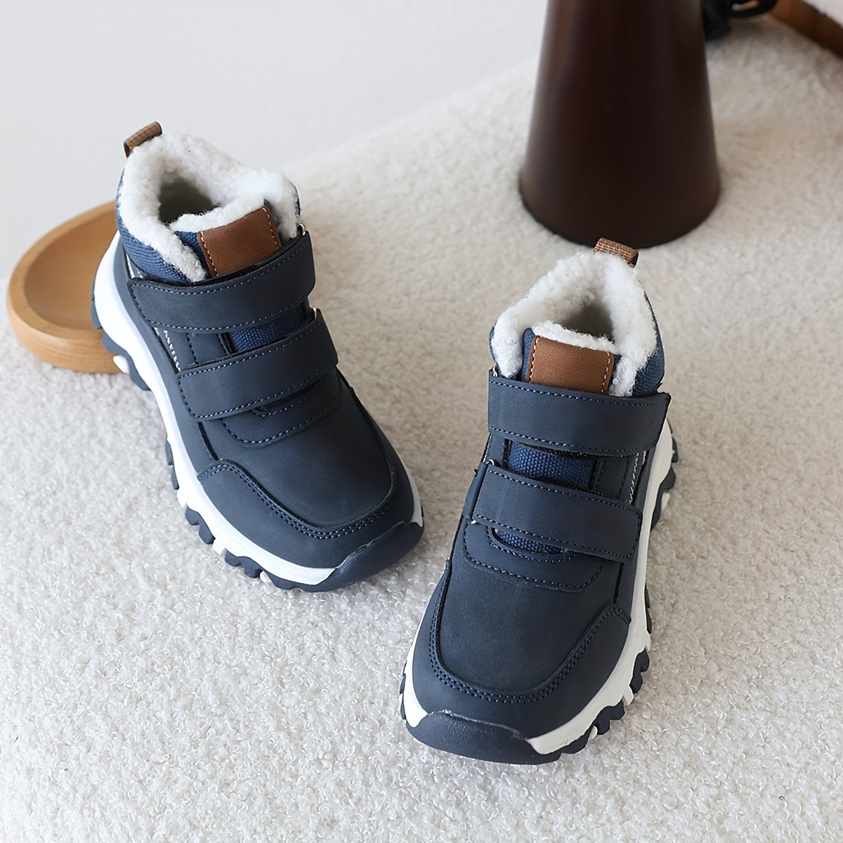 [Warm Boys' Winter Boots] Warm Boys' Winter Snow Boots | High-Top Plush Lining, Non-Slip TPR Sole for Snow, Ice, Hiking