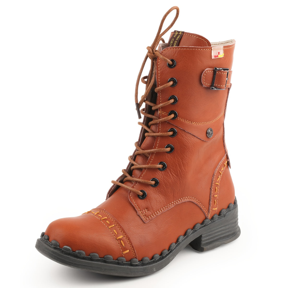 TMA EYES All-Season Round Toe Ankle Boots - Pink & Multi-Color Options, Genuine-Like Second-Layer Cover Upper, Zipper Closure, TPR Sole, Lace-Like Strap - Casual to Semi-Formal Short Boots for & Casual Attire