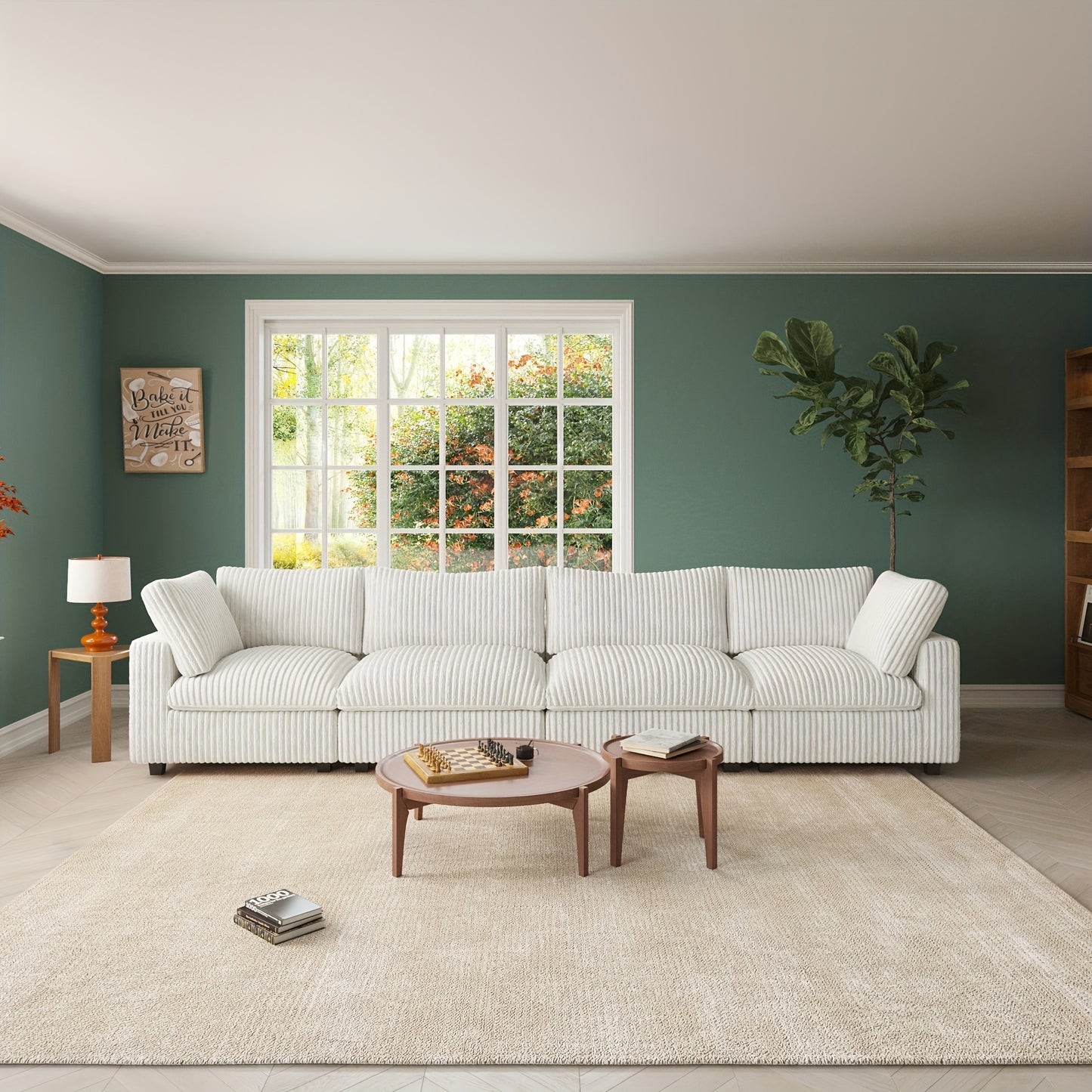 157" Modular Sectional Sofa For Living Room, 4 Seater Oversized Cloud Sectional Couch, Sofa Covers Removable, Modern Comfy Convertible Sleeper Sofas For Living Room