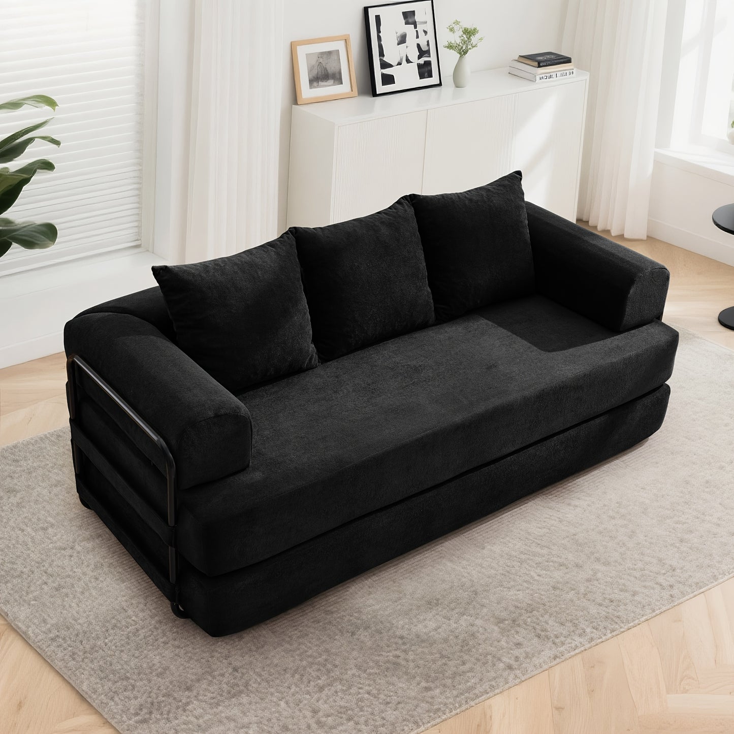 75-inch Living Room Sofa Bed, KORSER Modular Sofa, Double Multi-position Sofa Bed, Elegant Decoration, Thick And Comfortable Cushions, Durable Structure, Extra Deep Seat Sofa, Comfortable Chenille Fabric