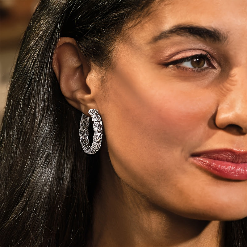 A Pair Of 925 Sterling Silver RingEarrings, Handmade, Luxury Fashion, Women'S Earrings, Women'S Jewelry, Birthday Gifts, Anniversaries, Various Festivals, Special Occasions, ' Stylish Jewelry, Contains A Beautiful Gift Box