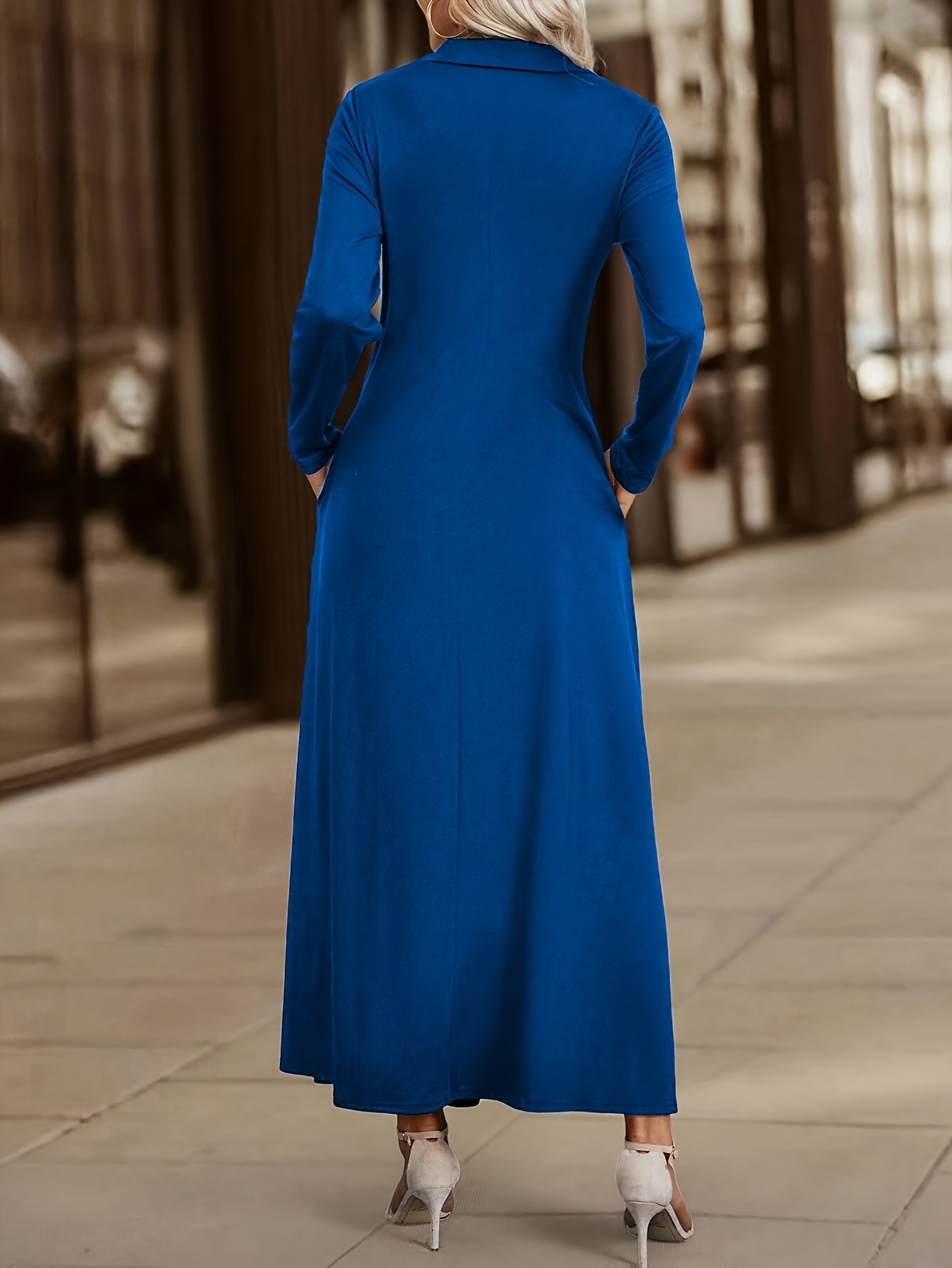 [Stylish Long-Sleeve Dress] New Stylish And Elegant Solid Color Long-Sleeve Dress for Women