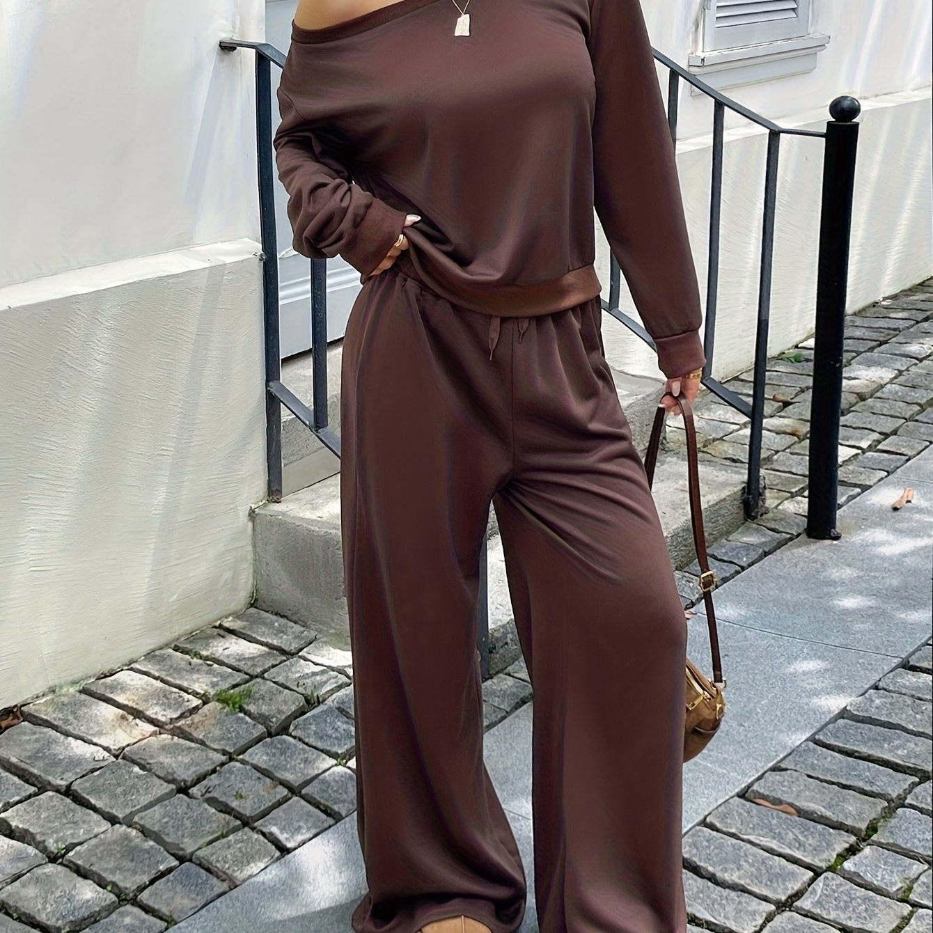 Women'S Casual Hoodie and Pants Set - Elastic Waistband, Long Sleeve, Solid Color, Loose Fit, Machine Washable, Perfect for Fall/Winter, Ideal for Home Wear