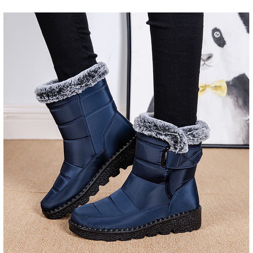 Women's Winter High Quality Non-Slip Snow Boots with Thick Warm Faux Rabbit Collar - PVC &  Cold-Resistant Boots, Sole for Ice Traction, Warm Winter Footwear for Snow, Ice, Freezing Floors