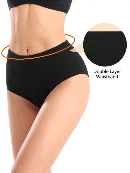 12 Pcs High Waist Tummy Control Briefs, Comfy Breathable Stretchy Intimates Panties, Non-See-Through Underwear