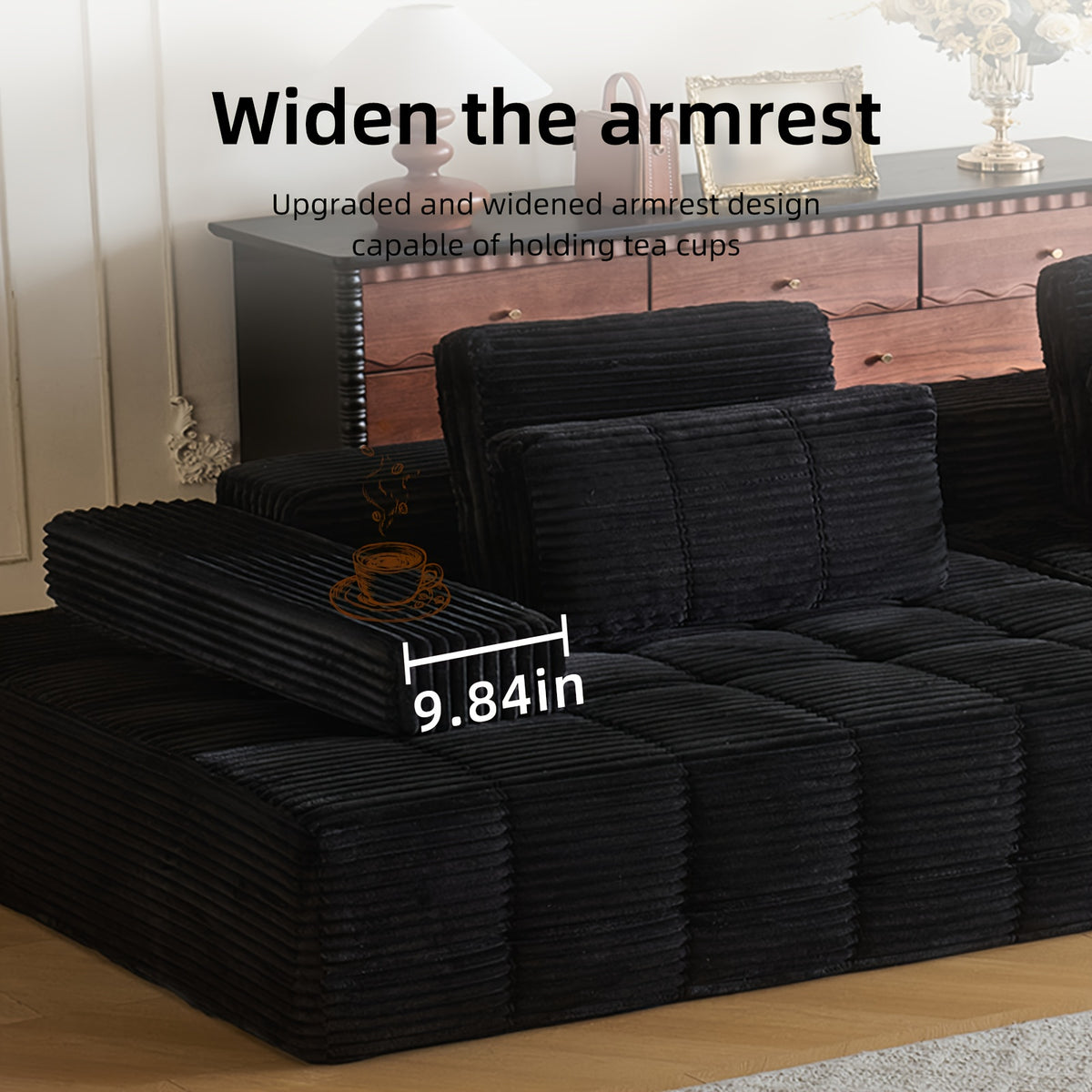 110-inch Modern Combination Living Room Couches, Corduroy Boneless Couch For Living Room, Fluffy 4-seater Cloud Couch, Sofa Bed, 4 Deep Modular Sectional Sofa For Living Room Furniture Set, Christmas Home Decor