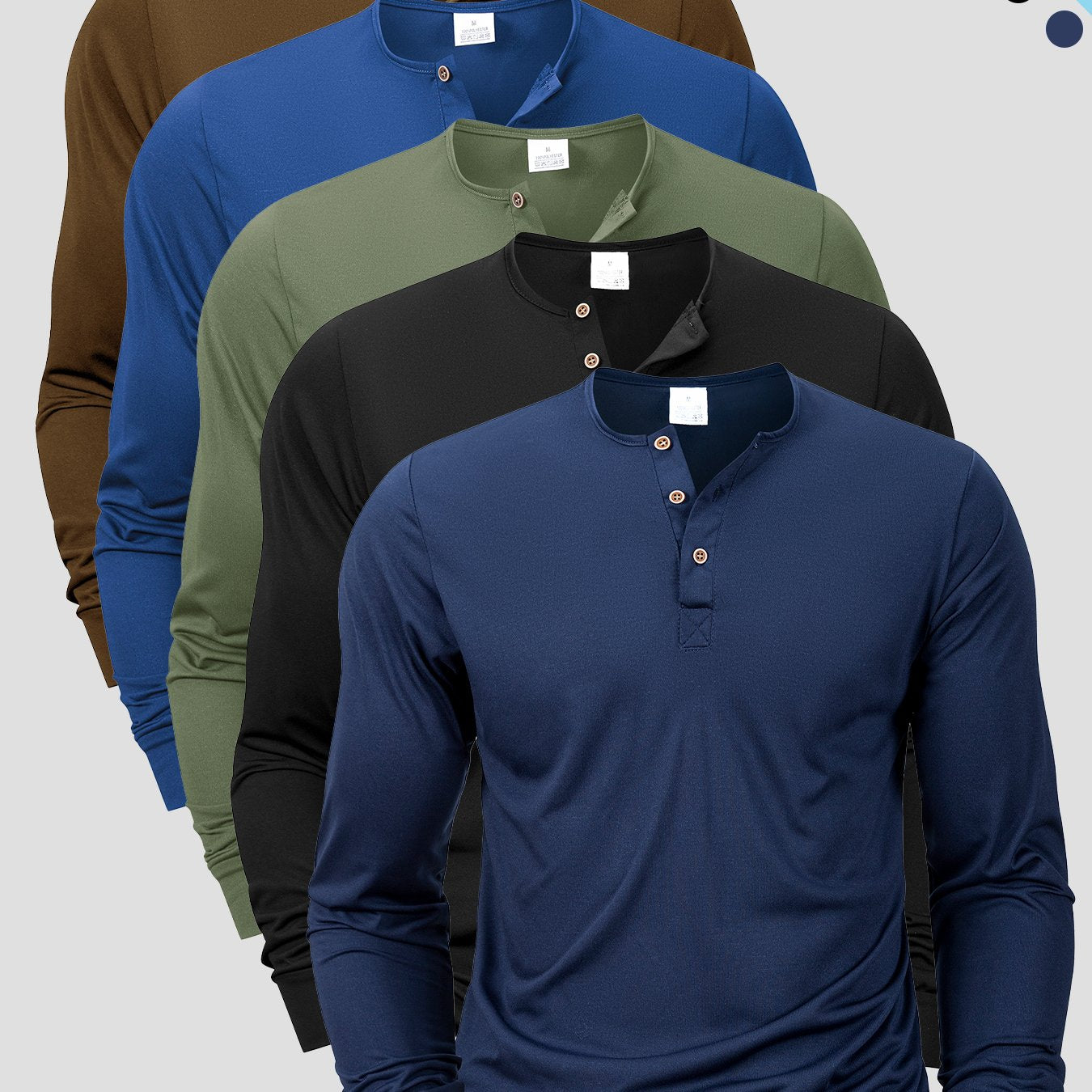 [Men's T-Shirts Set] A Set of Five Versatile Men's T-Shirts Featuring a Henley Style, with a V-Neck Design And Buttoned Half-Open Chest. These Long-Sleeve Shirts Are Easy Yet Stylish, Perfect for Everyday Casual Wear, Sports,