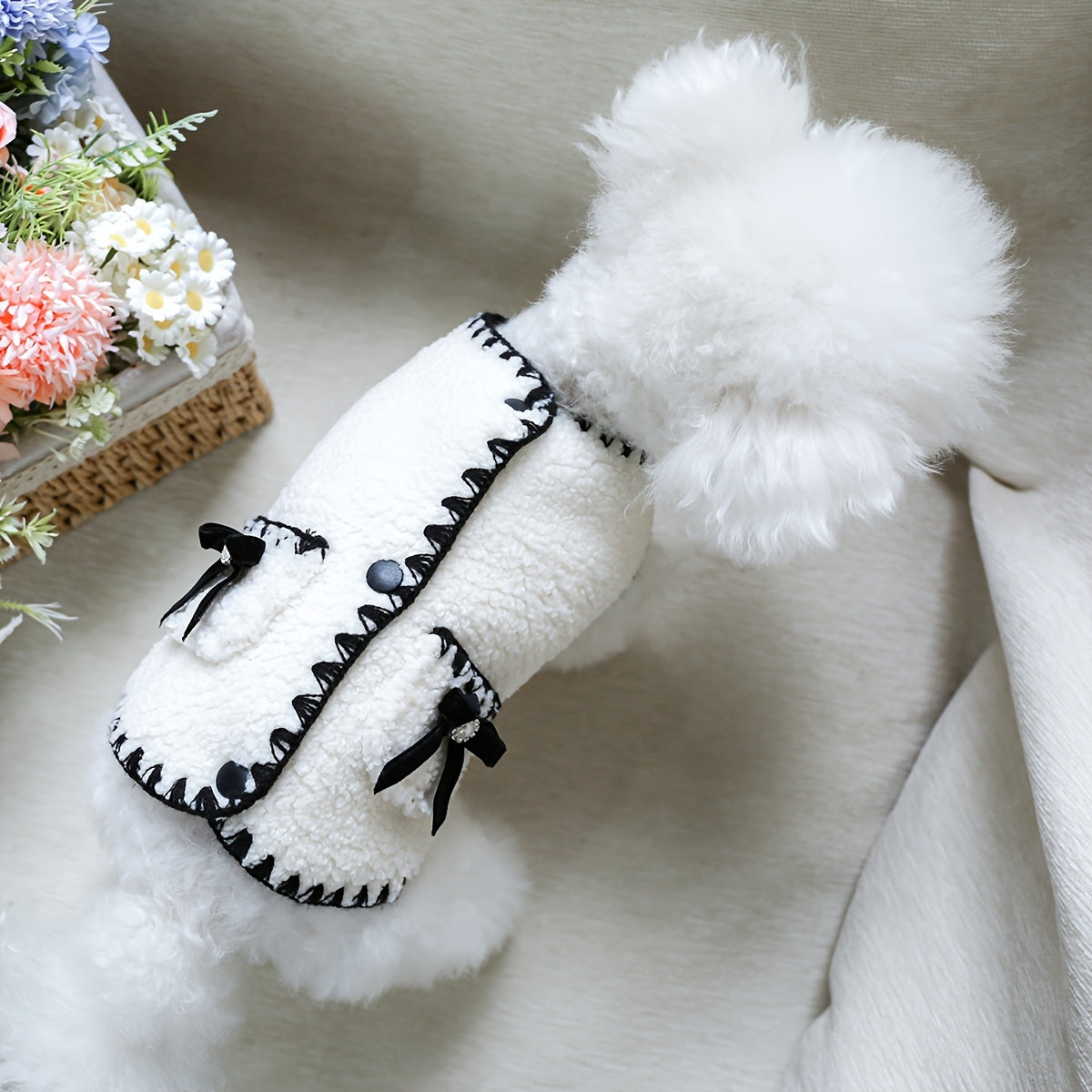 Fragrant Style Dog Winter Coat Vest with Full-Zip Closure & Piping - Warm Jacket for Small/Medium Dogs (Bichon, Pomeranian, Schnauzer, Teddy) - Cozy Pet Clothing for Cold Weather, Durable & Easy On/Off Outfit, Dog Winter Jack