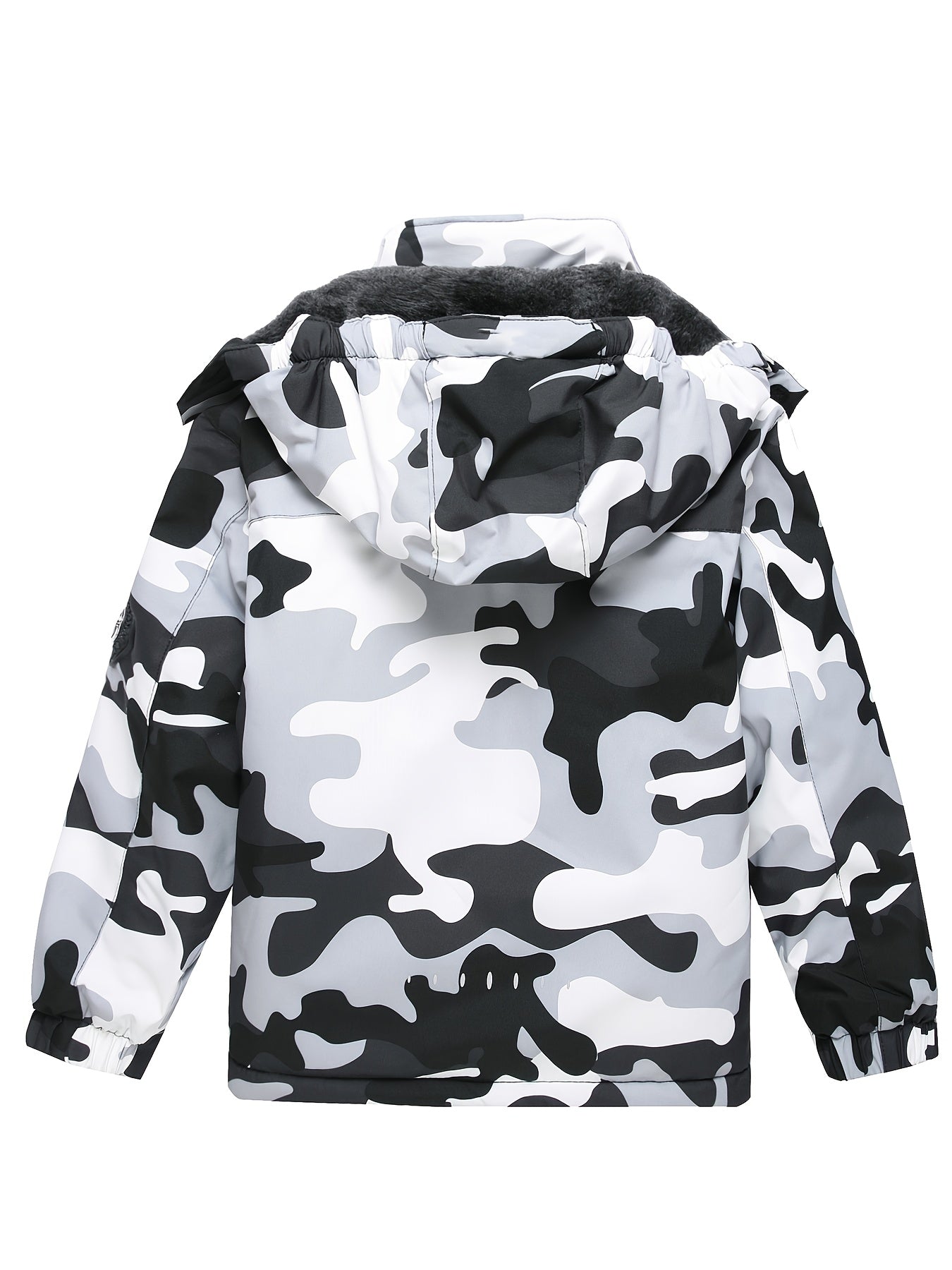 Boys' Heavy-Duty Thermal Jacket - Full-Zip Windproof & Cold-Resistant Coat with Full-Length Zipper, Full-Zip Hooded Design, Full-Length Zipper & Multi-Pocket - Loose Fit for Layering - All-Weather Hiking Jacket for Winter, Ca