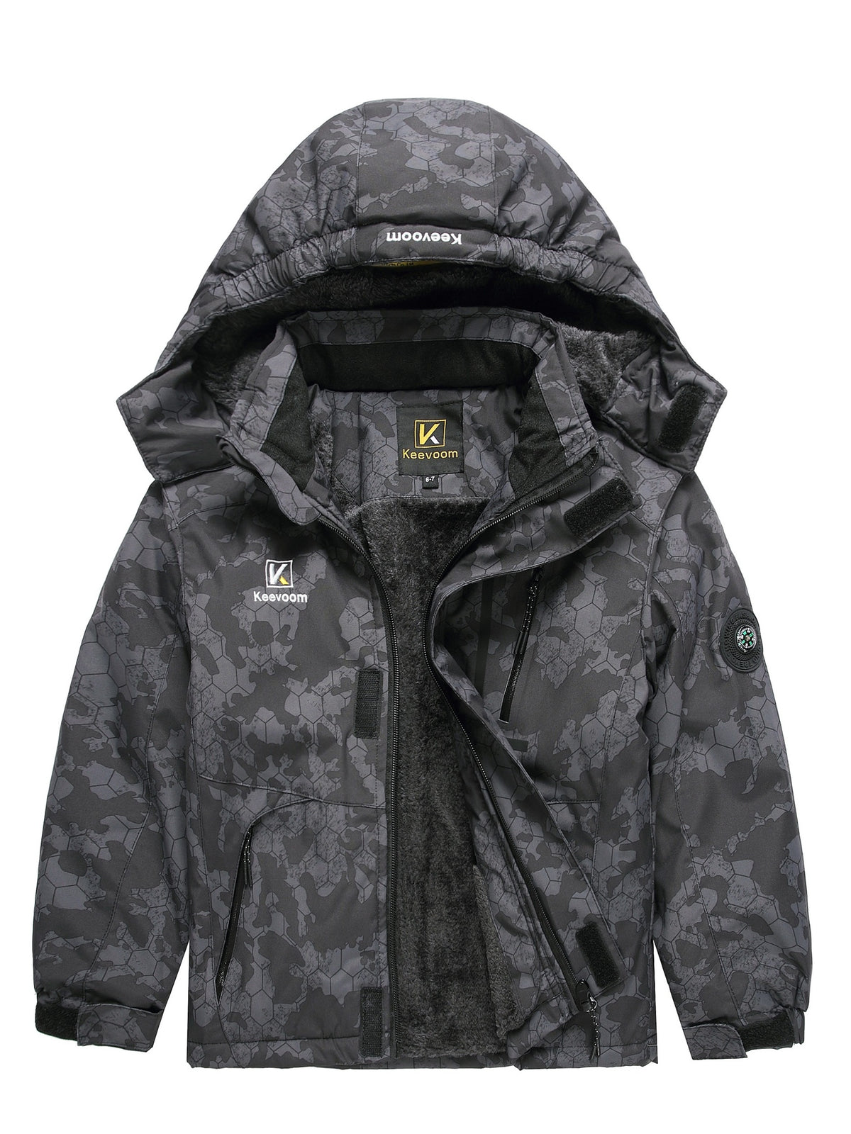 Boys High Quality Skiing Jacket Kids Hooded Winter Snowboard Jackets Windproof Warm Outerwear with Detachable Hood And Compass, Outdoor Winter Wear, Cold Weather Gear, Sporty Design, Casual Outerwear, Highquality Stitching, B