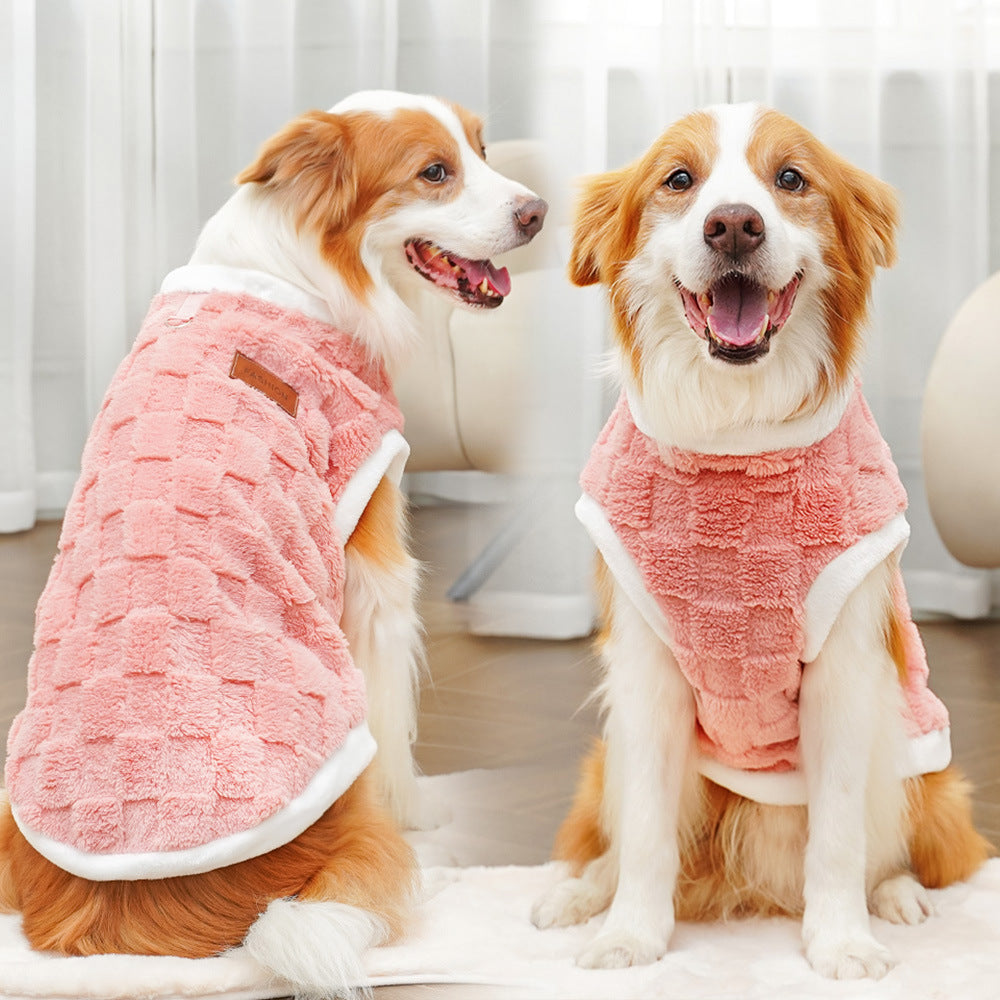 Winter Warm Plush Dog & Cat Clothes for Large Dogs & Cats - Cozy Sweater Jacket with Slip-On/Overhead Style, Cold Weather Apparel for Golden Retrievers, Durable Pet Outerwear for Autumn and Winter