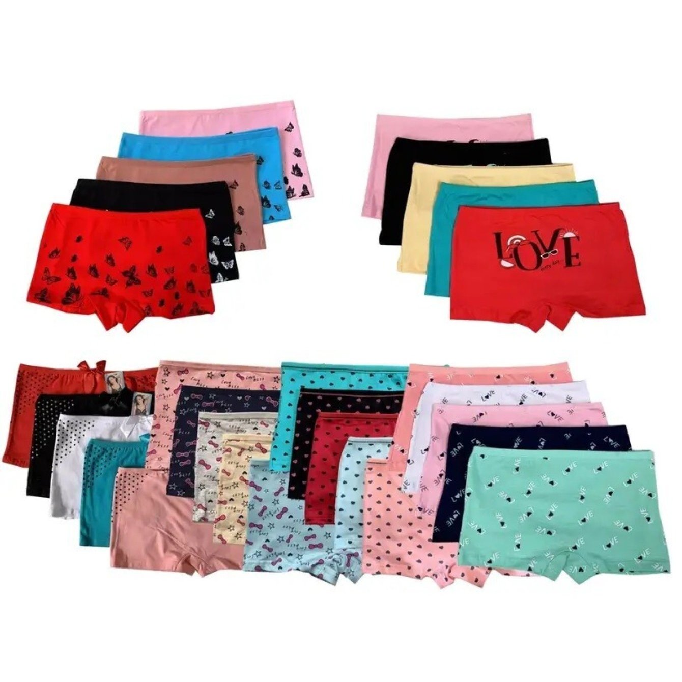 Random 5 Womens Boyshorts Panties Briefs 95% Cotton, 5% Spandex Hipster Bikini Underwear