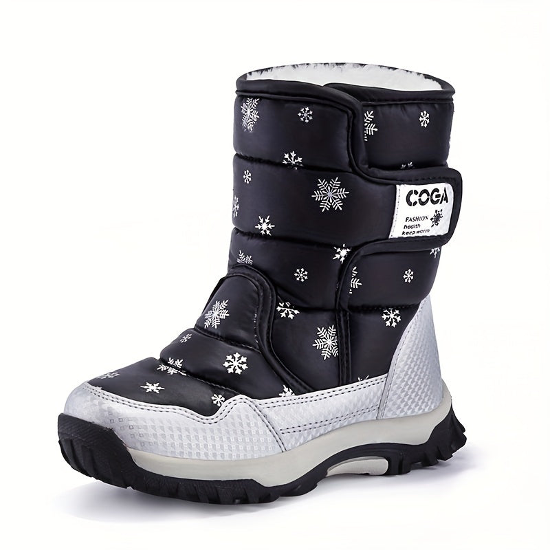 [Preppy | Winter] Winter High-Top Snow Boots | Preppy Casual Boots for Boys & Girls | Adjustable Fastening, PU & Nylon Upper, Fabric Lining, TPR Sole, Round Toe, Kids' Warm Padded Boots
