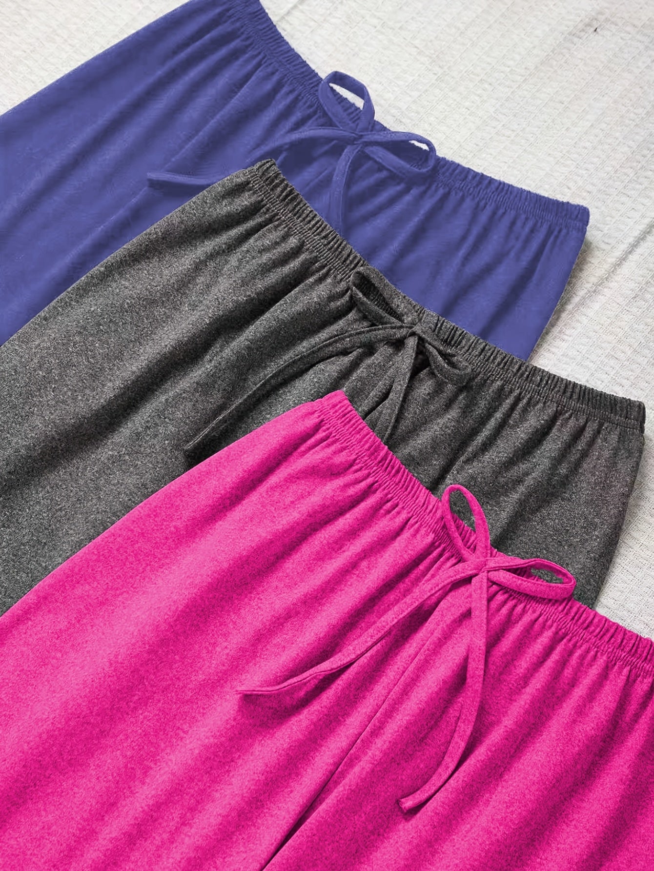 3pcs Women'S Casual Drawstring Waist Pants - Loose Fit Solid Color Joggers in, Pink | All-Season Comfort, Perfect for Home & Outdoor Wear, Ideal Gift, Jogging Pants