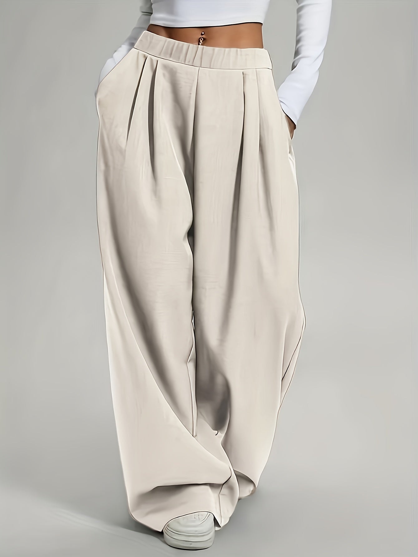 Elegant • Set of Two • Solid Color • Casual • Wide-Leg Pants