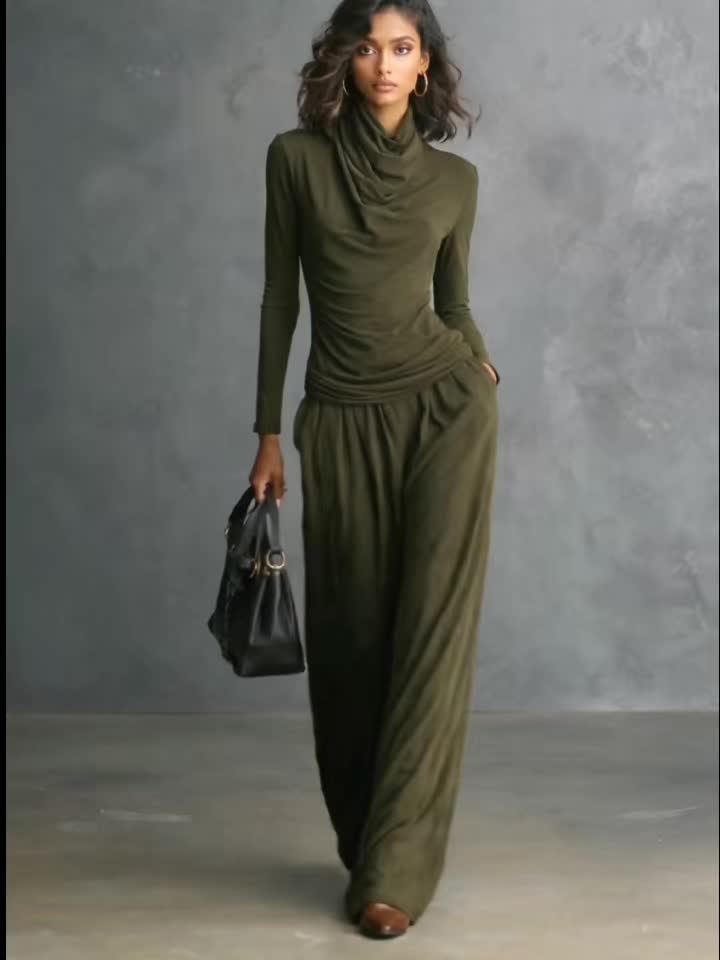 [ZLLZ Comfortable Set] ZLLZ - 2026 New European and American Relaxed Style High-Elasticity Comfortable Set with Piled Collar