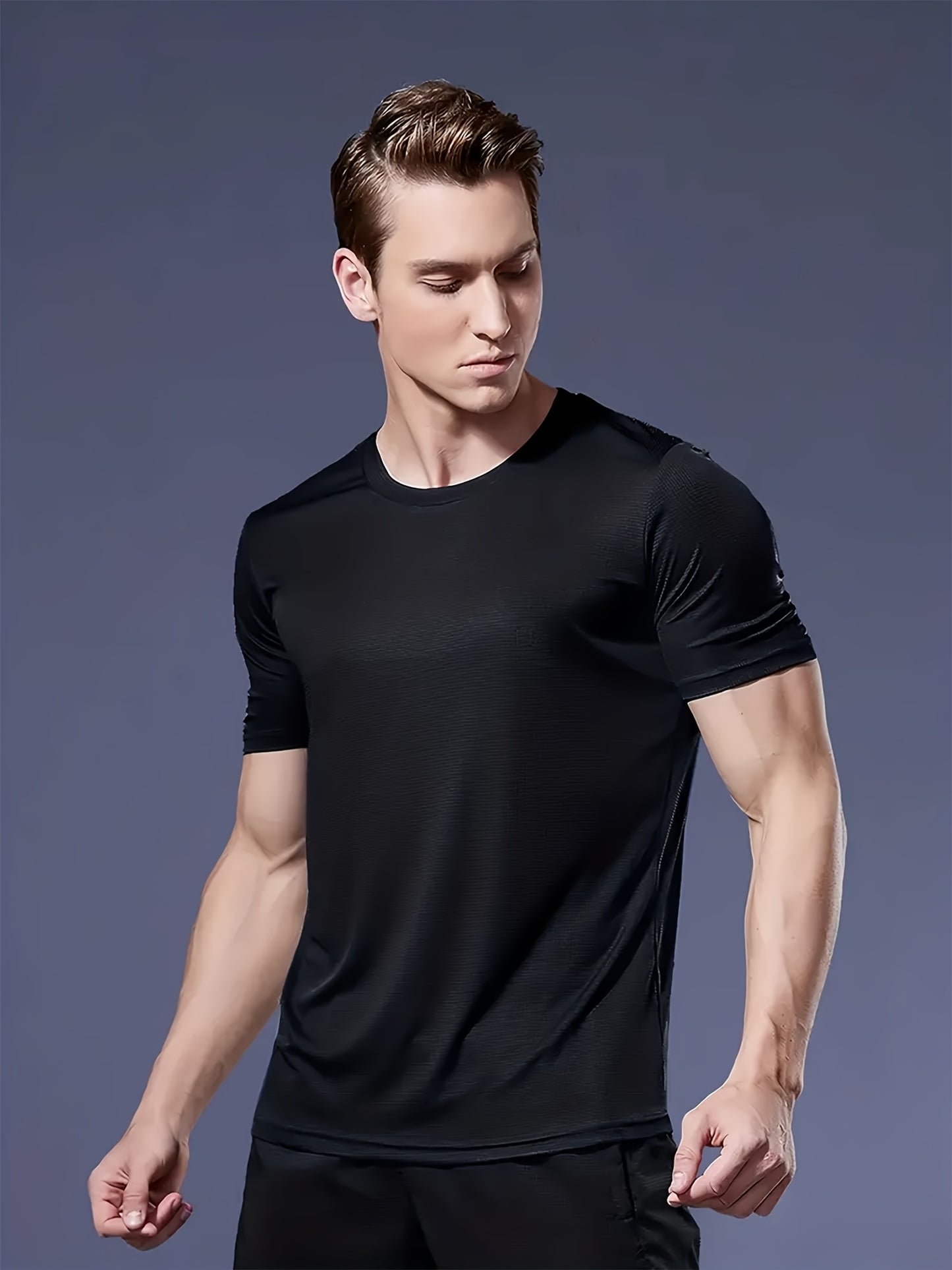 16pcs Red-Black-Army-Green-Camo-Black-White-Gray-Red-Black-White-Army-Green-Camo-Army-White-Gray Mixed Colors, Ultra-Light Men's Crew Neck T-Shirt - Quick-Drying, Breathable, Sweat-Wicking Shirt, Suitable for Fitness, Gym, an
