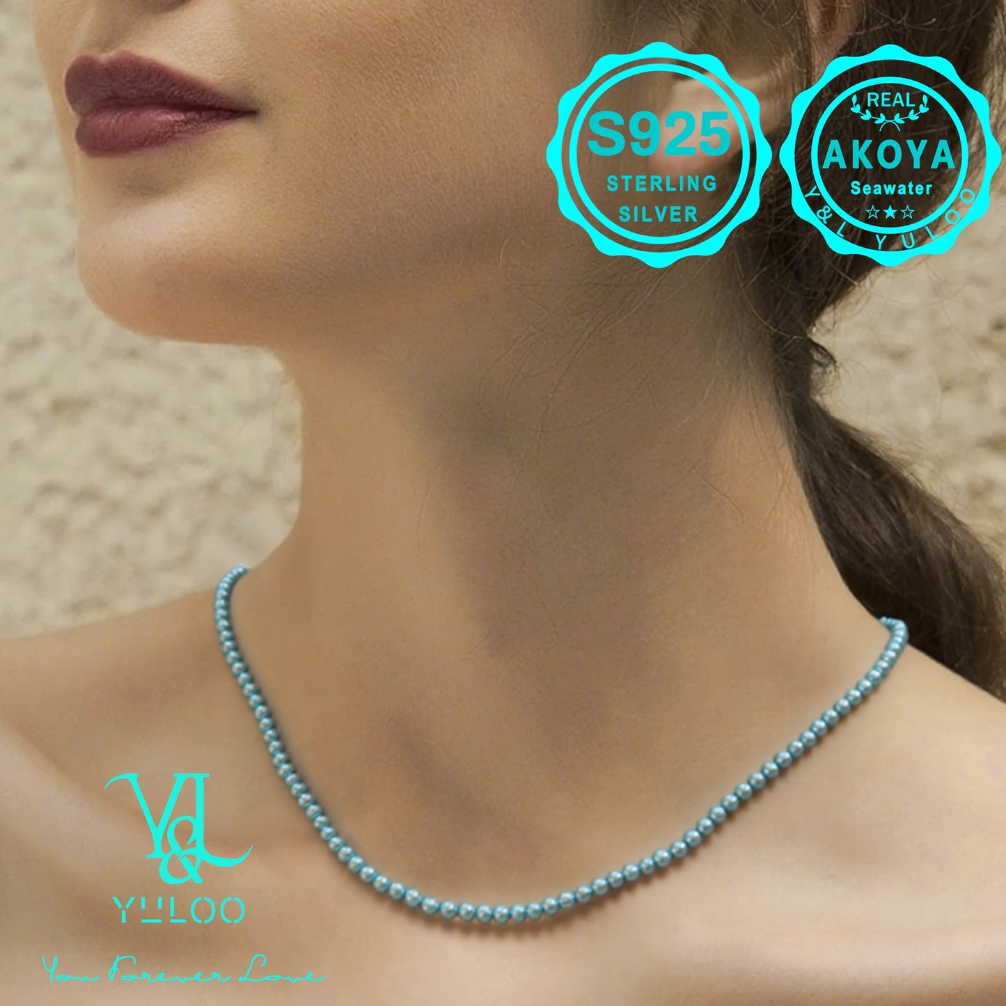 Natural Seawater Akoya Blue Saltwater Pearl Necklace, Women's Fashion Jewelry, S925 Silver, 16/18in, Women's Fashion Saltwater Pearl Necklace, Perfect Gift for Mother's Day, Wedding Anniversary, Valentine's Day, Or Any Other