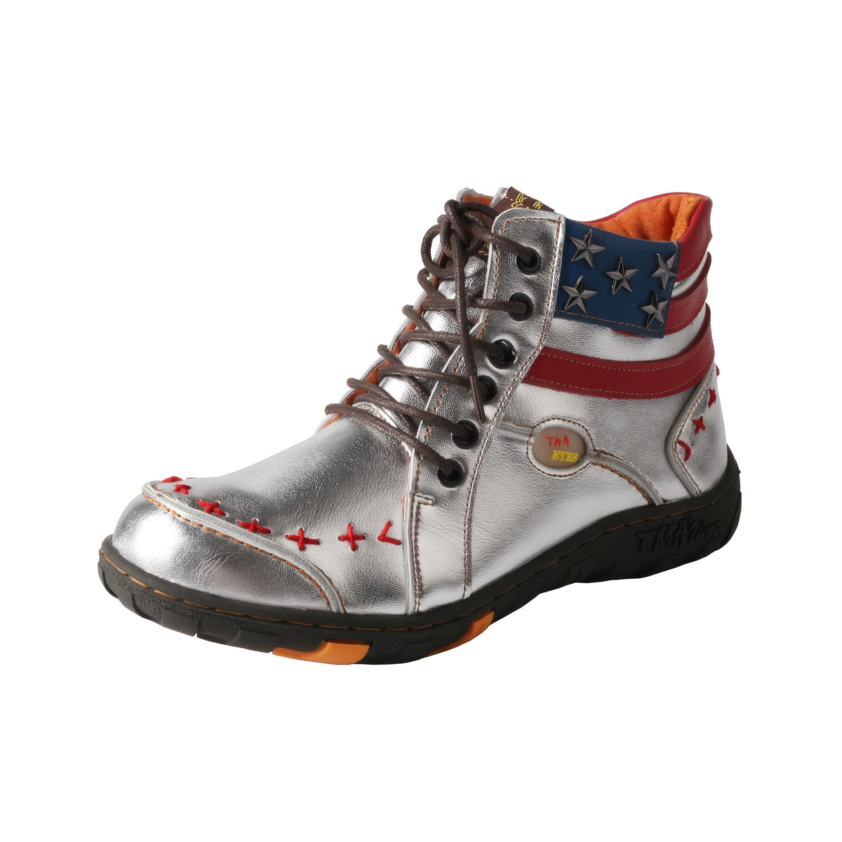TMA EYES Women's Metal Stripe Patch Hand sewn Casual Sports Golden and Silvery Ankle Boots, Suitable for All Seasons