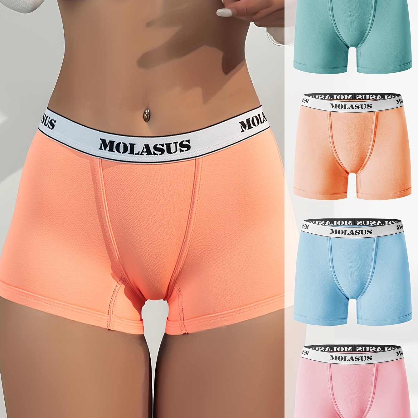 4-Pack Plus Size Women's Mid-rise Brief Underwear- Seamless Letter Waistband, Breathable Cotton/Spandex Blend, Comfortable Everyday Underwear, 1XL-4XL Size Range