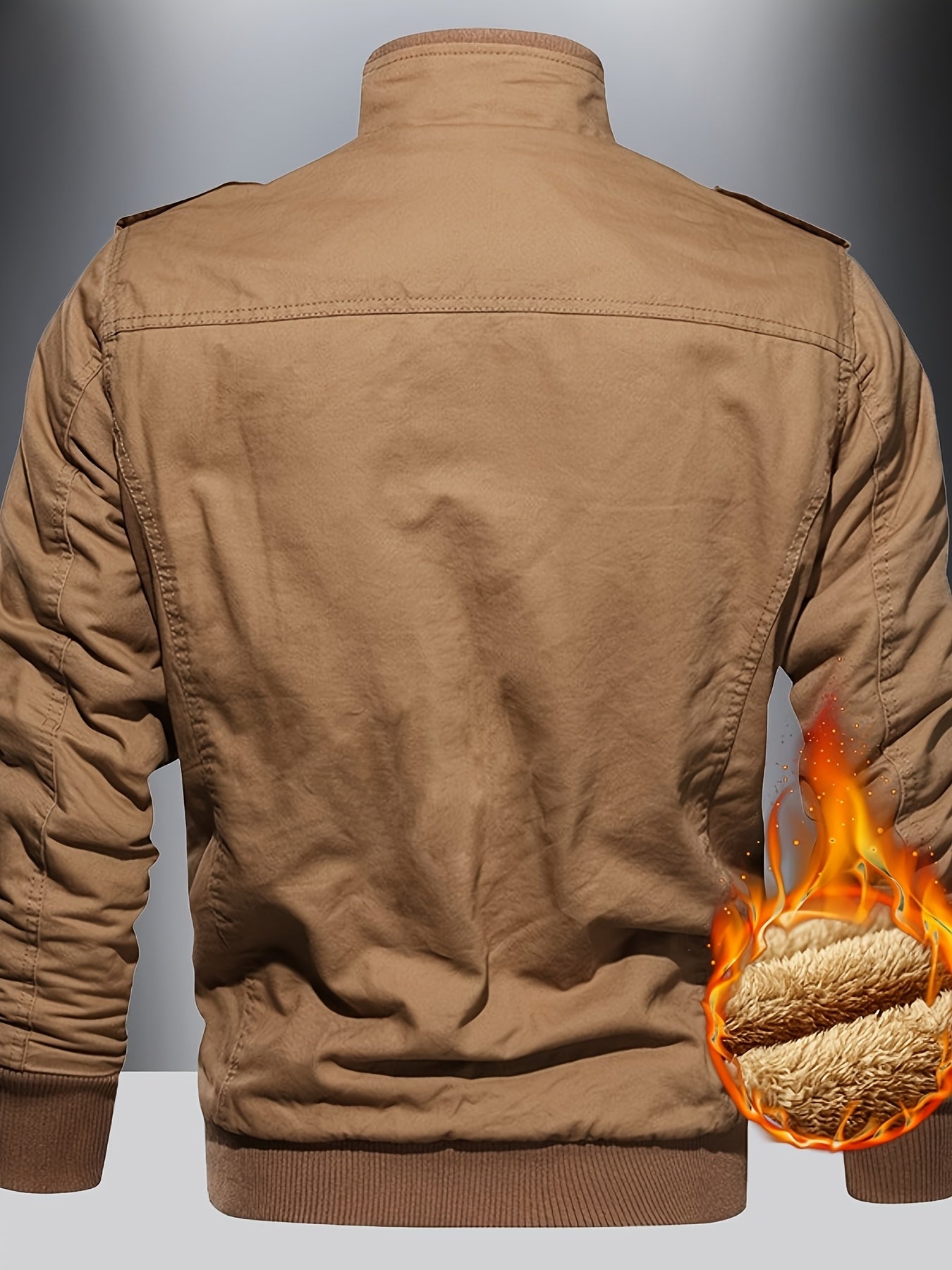 Men'S Stand Collar Washed Jacket | Fleece Lined Thickened For Fall Winter