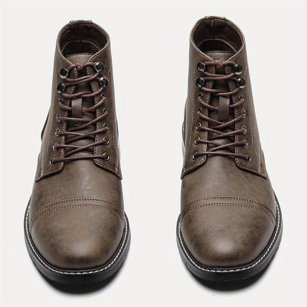 Men'S British Style Work Boots - Slip-On Ankle Boots with Round Toe, Faux Cover Upper & Rubber Sole, All-Season Casual & Formal Shoes for Weddings, Parties, Office & Casual Attire, Party Footwear, Classic Design, Sturdy Sole,