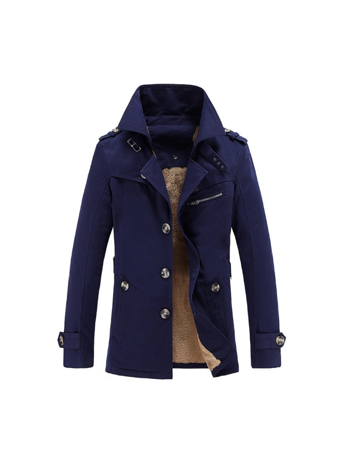 2026 New European And American Men'S Top | Pure Large-sized Mid-length Jacket, Casual Solid Color Coat with Lapel Collar, Regular Sleeve, Zipper Closure