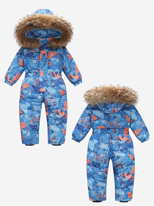 & Girls Thickened Winter Ski Suit - Full-Zip Hooded One-Piece Snow Suit with Pants, Warm Ski Jacket & Snow Coat for Kids Outdoor Skiing, Snowboarding, Cold Weather Play - All-Season (Hand Washable), Perfect for Outdoor