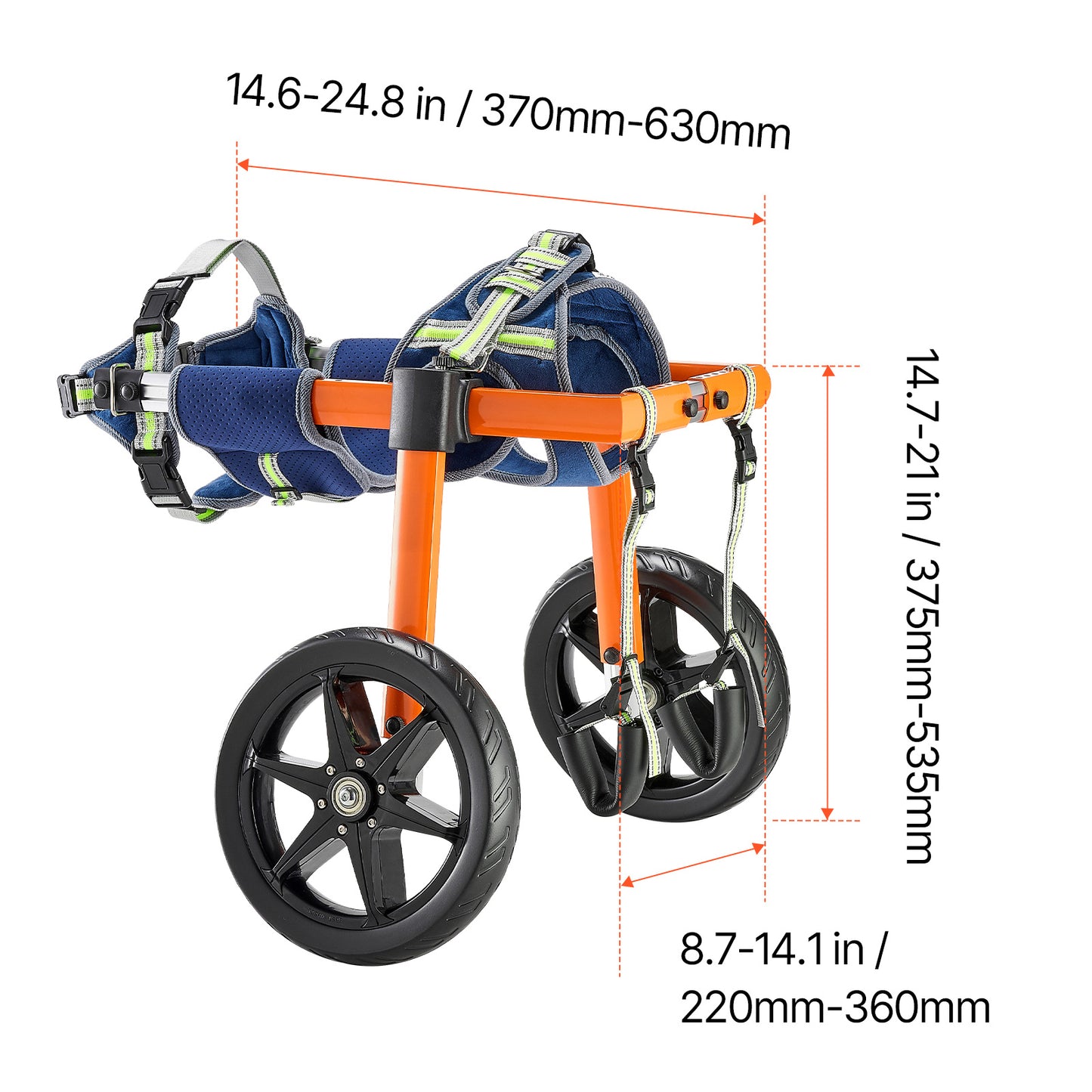 VEVOR Dog Wheelchair for Back Legs, Lightweight 2 Wheels Pet Wheelchair, Height, Width & Length Adjustable, Dog Cart with Shock-Absorbing Wheels, for Injured, Disabled Dogs 35-48 lbs / 48-88 lbs, Medium/Large-Size