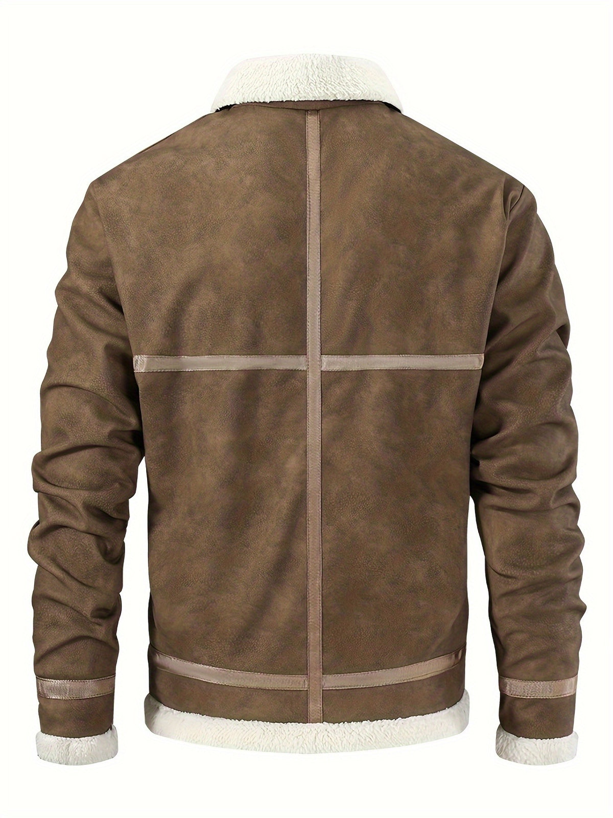 Men'S Winter Windproof Fleece Jacket - Loose Fit Zip-Up Coat with Pockets, Warm Thermal Insulation, Full-Zip Closure, Solid Color Casual Outerwear for Golf, Hiking, Outdoor Activities - Durable Cold Weather Apparel