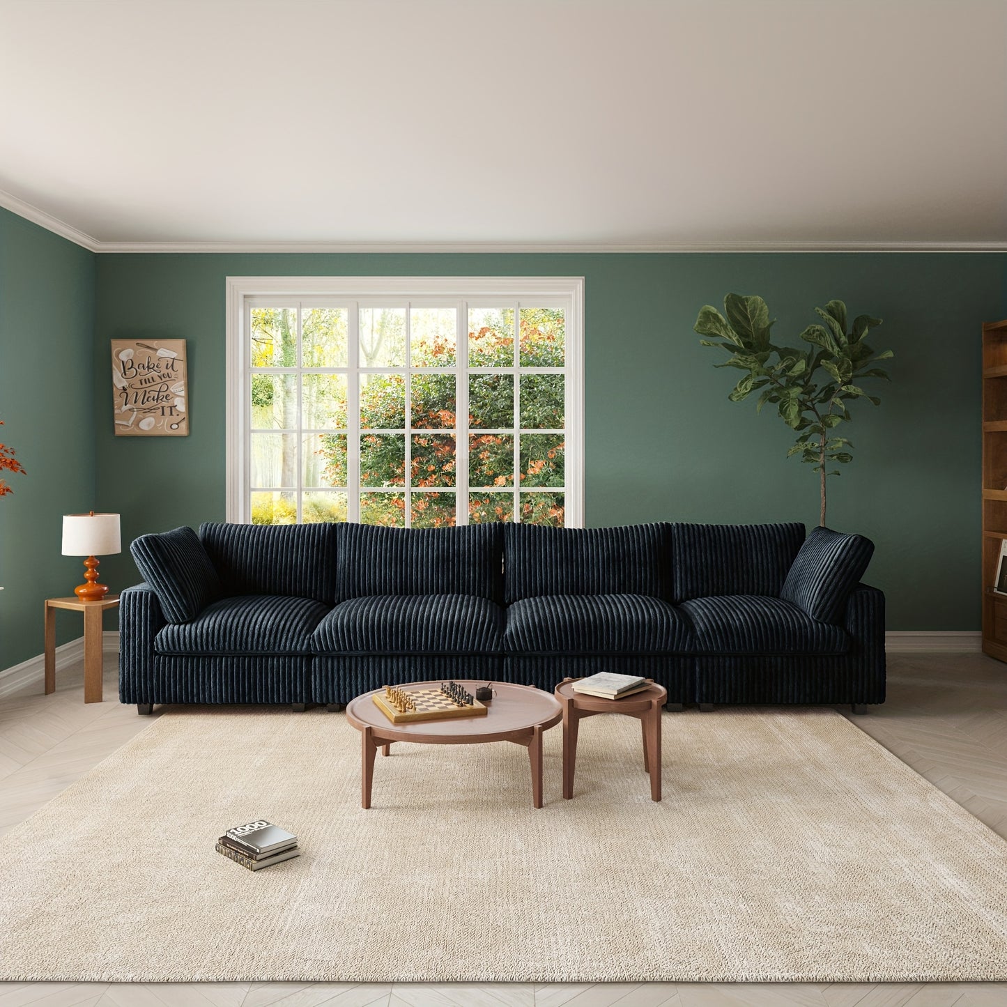 157" Modular Sectional Sofa For Living Room, 4 Seater Oversized Cloud Sectional Couch, Sofa Covers Removable, Modern Comfy Convertible Sleeper Sofas For Living Room